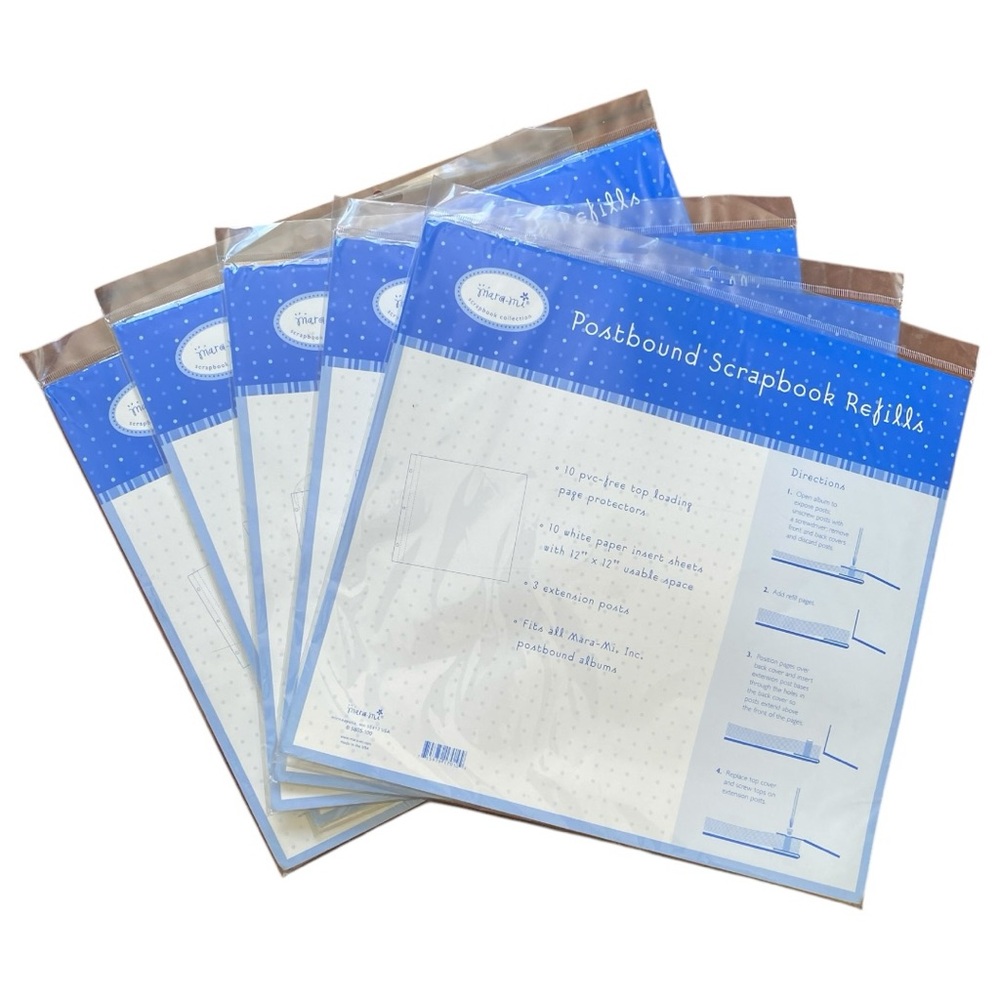 Scrapbook Refills, Set of 5 Unopened Packs, Clear Plastic Page Protector